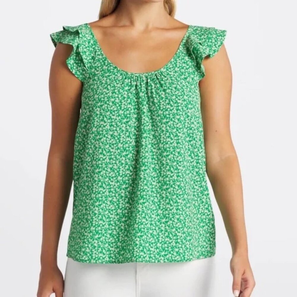 Papermoon Green Floral Ruffle Sleeve Blouse